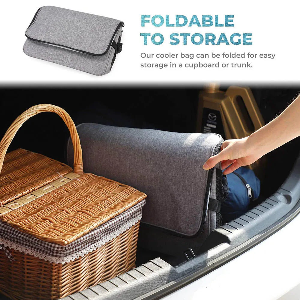 32L Large Soft Cooler Bag with Hard Liner Grey