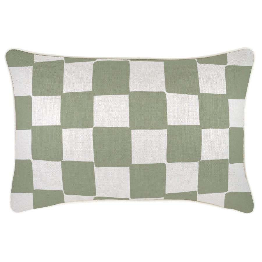 Cushion Cover-With Piping-Check Sage-35cm x 50cm