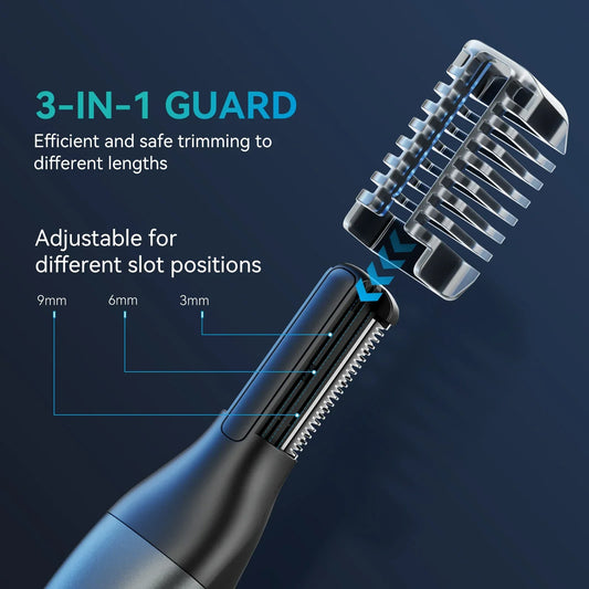 2-in-1 Dual-Sided Electric Trimmer Shaver Beard Body Razor Black
